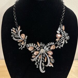 Rhinestone Statement Necklace | Blush, Black & Silver | Vintage Style